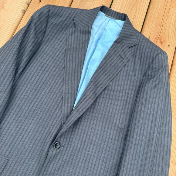 Tom James Royal Classic Suit 2pc Holland & Sherry Savile Row Striped 40L 32x33 - Picture 4 of 16